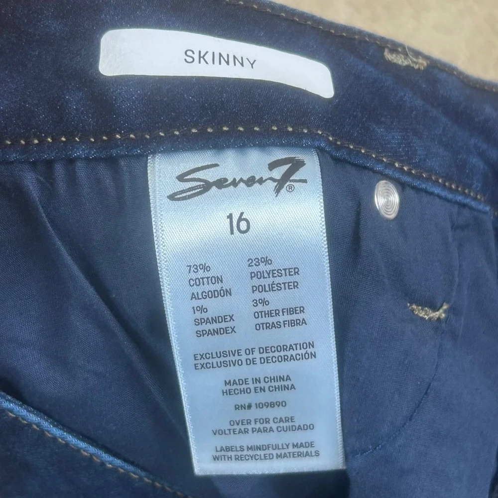 Seven7 Women‎ Skinny Jeans Dark Wash High Rise Blue Denim Size 16 Stretch